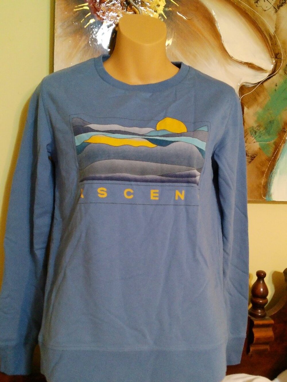 blue Ascend graphic crewneck sweatshirt, SIZE XS GOOD CONDITION